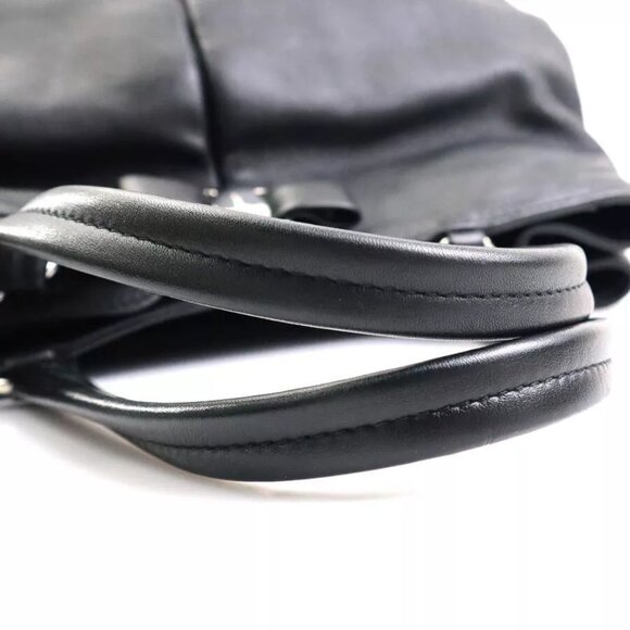 Auth Salvatore Ferragamo Vara Ribbon Handbag Shoulder Bag Black Leather h30837g - Picture 11 of 14